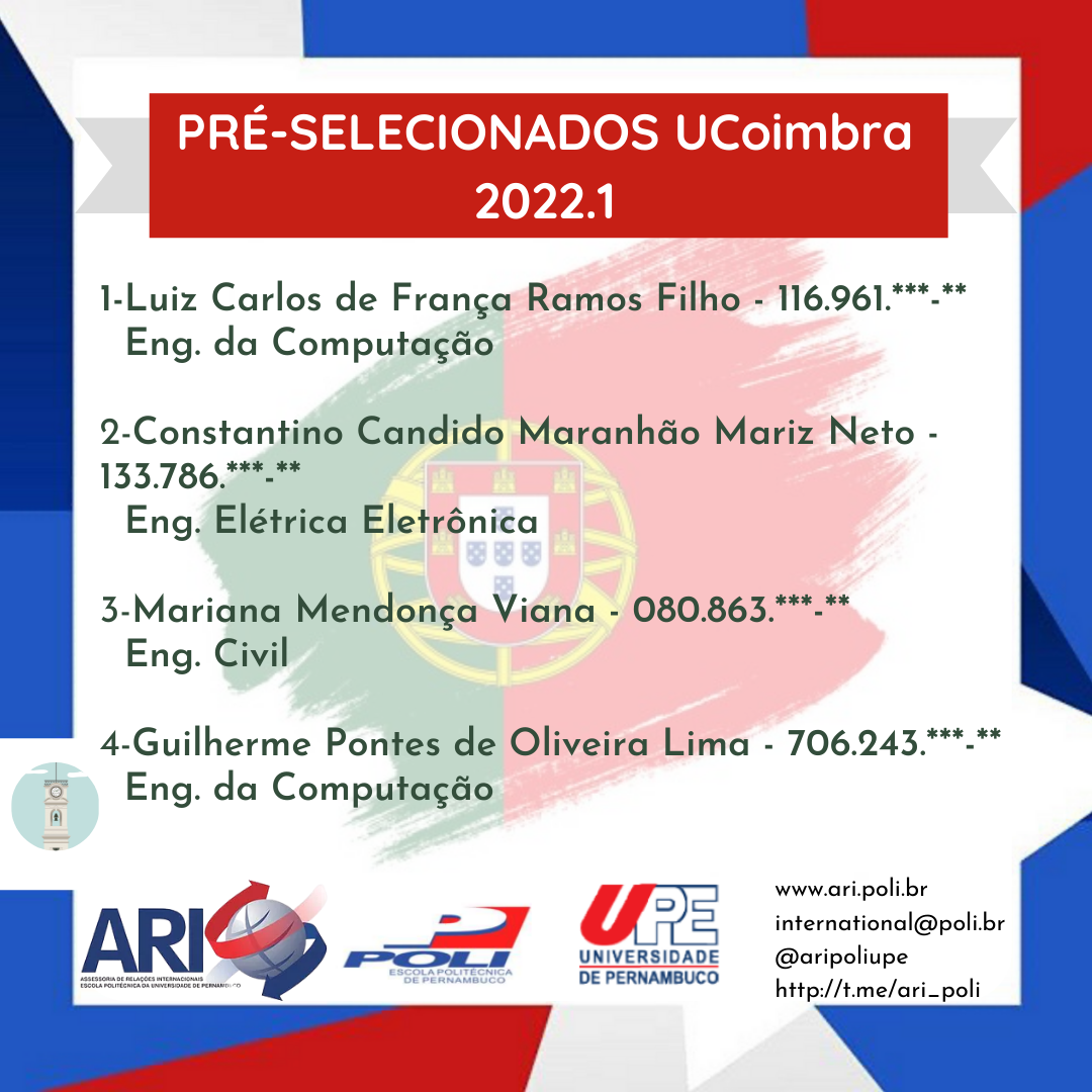 Pré-selecionados UCoimbra 2022.1